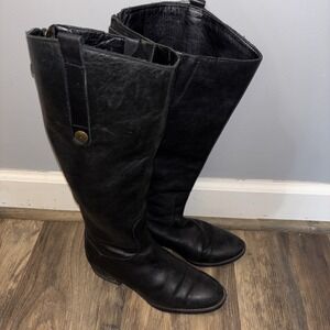 Sam‎ Edelman Women's Size 6M Black Leather Penny Knee High Riding Boots